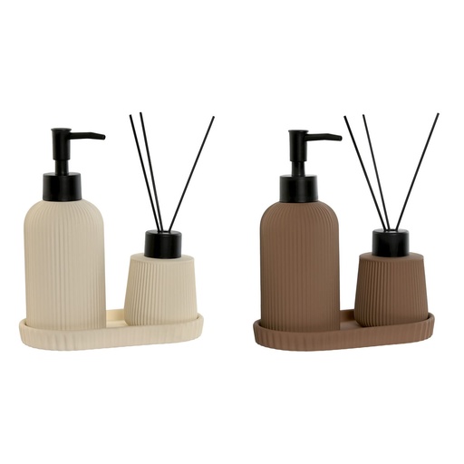 Bath Set Home ESPRIT Cream Terracotta ABS Dolomite 17 x 9 x 2 cm 3 Pieces (2 Units)