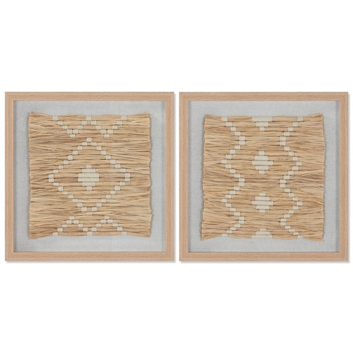 Cuadro Home ESPRIT Blanco Natural Escandinavo 40 x 3 x 40 cm (2 Unidades)
