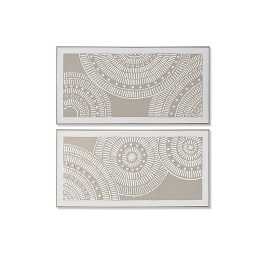 Cuadro Home ESPRIT Blanco Beige Círculos Urbano 122 x 4,5 x 62 cm (2 Unidades)