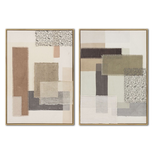 Cuadro Home ESPRIT Marrón Beige Abstracto Urbano 50 x 3 x 70 cm (2 Unidades)