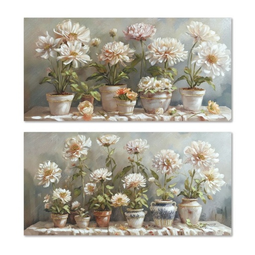 Cuadro Home ESPRIT Maceta Tradicional 120 x 3 x 60 cm (2 Unidades)