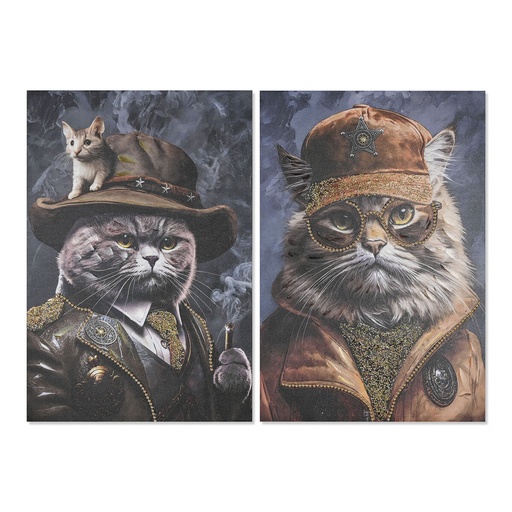 Canvas Home ESPRIT Canvas MDF Wood 60 x 3 x 90 cm