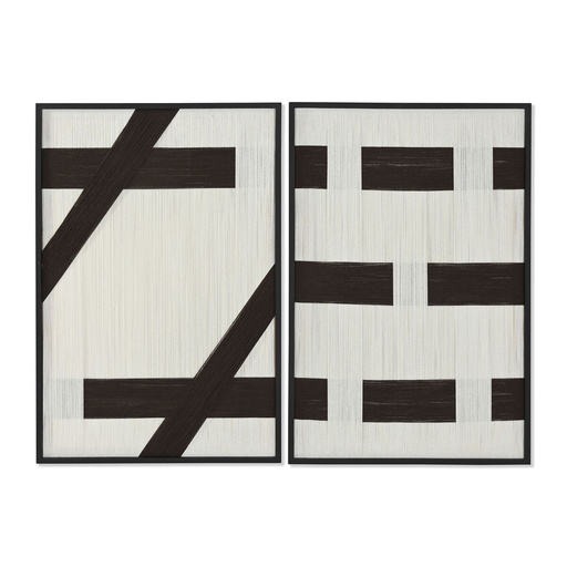 Cuadro Home ESPRIT Blanco Gris oscuro Moderno Urbano 60 x 3 x 90 cm (2 Unidades)