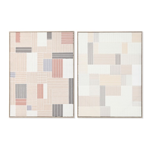 Cuadro Home ESPRIT Marrón Beige A cuadros Urbano 60 x 3 x 80 cm (2 Unidades)