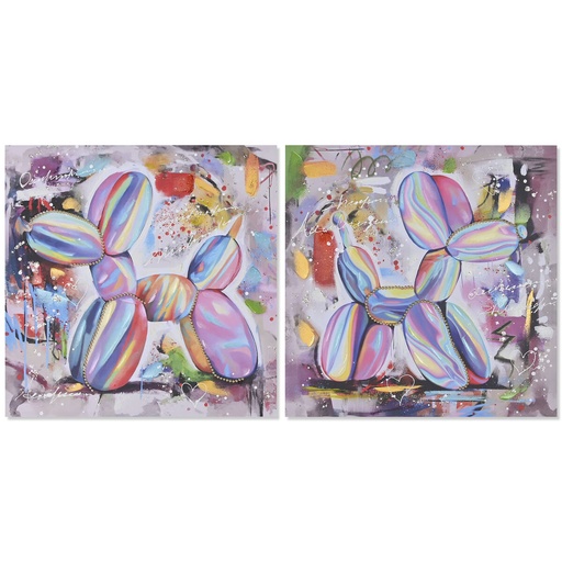 Canvas Home ESPRIT Canvas MDF Wood 80 x 3 x 80 cm