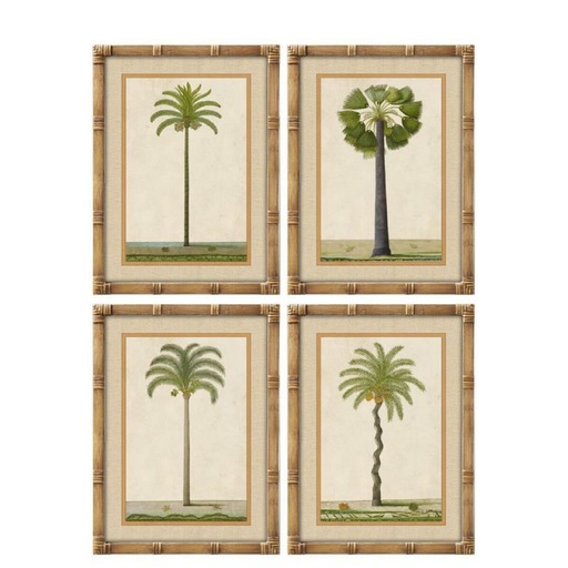 Cuadro Home ESPRIT Verde Natural Palmeras Tropical 45 x 2,5 x 60 cm (4 Unidades)