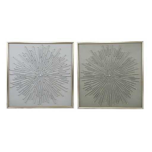 Cuadro Home ESPRIT Blanco Beige Abstracto Moderno 100 x 3,5 x 100 cm (2 Unidades)