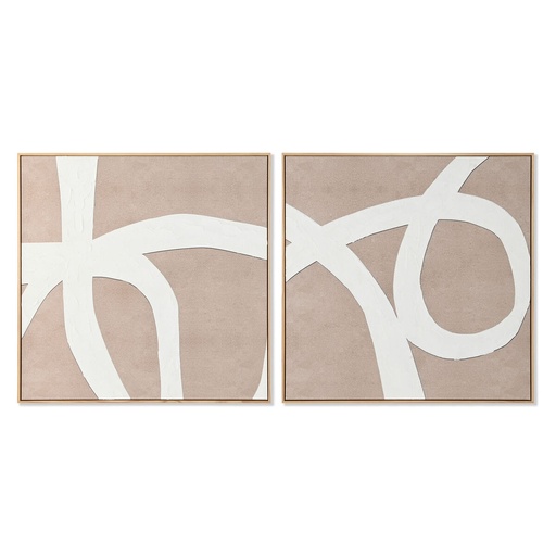 Cuadro Home ESPRIT Blanco Beige Abstracto 103 x 4,3 x 103 cm (2 Unidades)