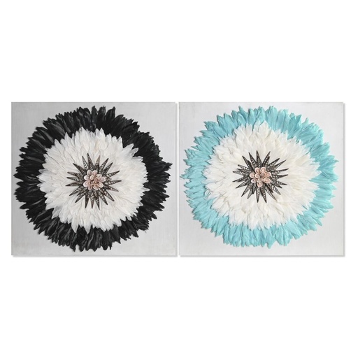 Wall Decoration DKD Home Decor White Black 60 x 6 x 60 cm (2 Units)