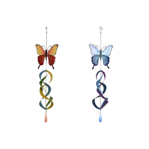 Wall Decoration Home ESPRIT Blue Orange Butterfly Shabby Chic 23 x 13 x 90 cm (2 Units)