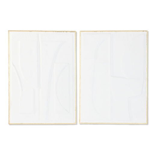 Decoración de Pared Home ESPRIT Blanco Dorado Abstracto 72,7 x 2,5 x 100,5 cm (2 Unidades)