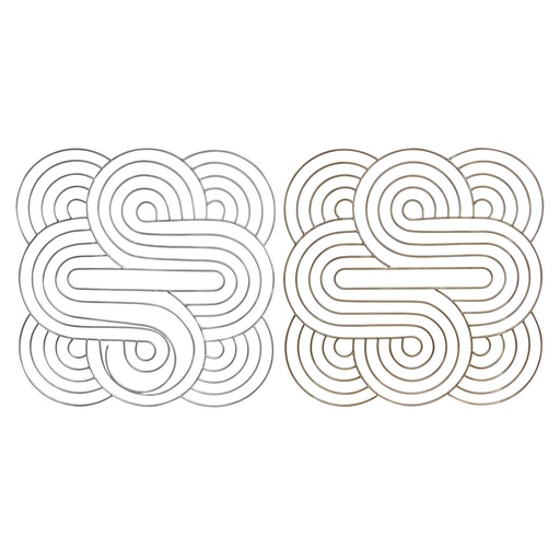 Decoración de Pared DKD Home Decor Dorado Plateado Abstracto Oriental 61 x 1 x 61 cm (2 Unidades)