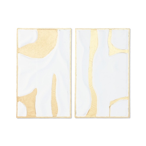 Decoración de Pared Home ESPRIT Blanco Dorado Moderno 48 x 2,5 x 80,5 cm (2 Unidades)