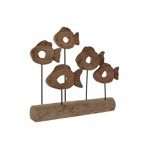 Figura Decorativa Home ESPRIT Negro Natural Peces 61,5 x 10 x 53,5 cm