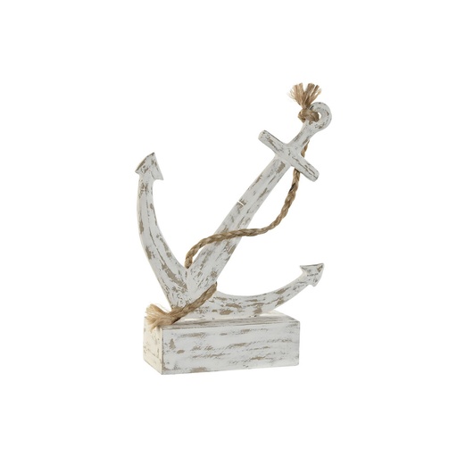 Figura Decorativa Home ESPRIT Blanco Ancla Mediterráneo Decapé 31 x 7,5 x 40 cm