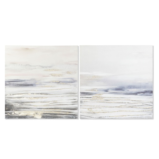 Cuadro DKD Home Decor Azul Gris Abstracto Moderno 90 x 3,7 x 90 cm (2 Unidades)