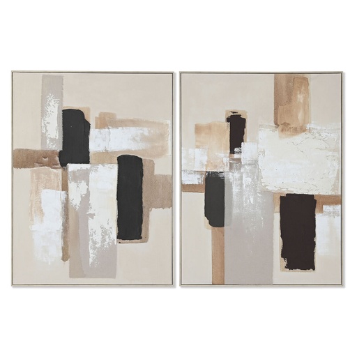 Cuadro Home ESPRIT Blanco Negro Beige Abstracto Moderno 92 x 3,8 x 122 cm 92 x 4 x 122 cm (2 Unidades)