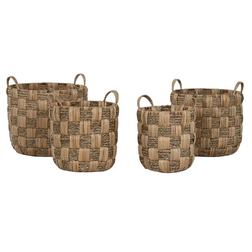 Juego de Cestas Home ESPRIT Natural Metal Jacinto de agua (4 Piezas)