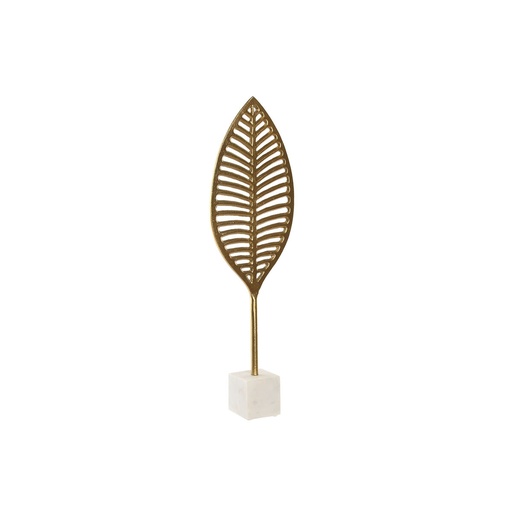 Figura Decorativa Home ESPRIT Blanco Dorado Hoja de planta 19 x 7,5 x 62 cm