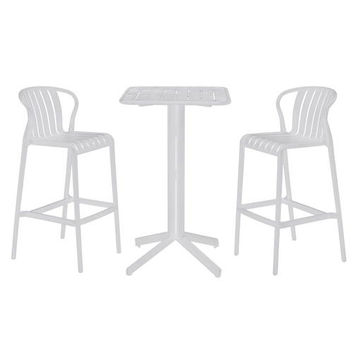Conjunto de Mesa con 2 Sillas Home ESPRIT Blanco Metal Polipropileno 60 x 60 x 102 cm
