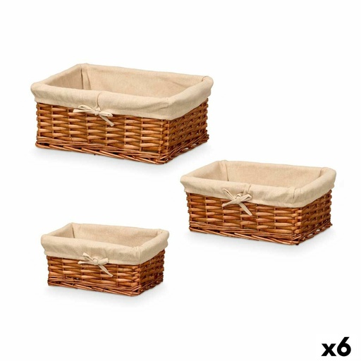 Set of Baskets Kipit HX31033S/3 Polyester wicker 50 % cotton 39 x 16,5 x 29 cm 3 Pieces