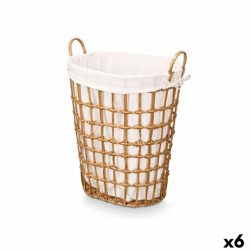 Cesto Kipit HX30555 Natural Poliéster Tela Polipropileno Hierro Plástico 50 % algodón 49 x 58 x 35 cm (6 Unidades)