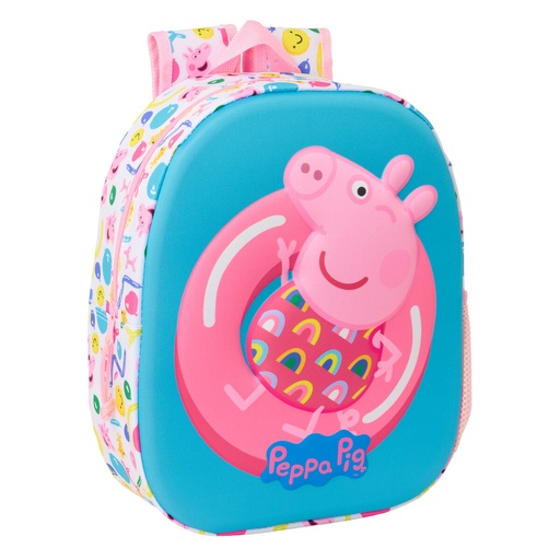 Child bag Peppa Pig Blue White Pink 27 x 33 x 10 cm 3D
