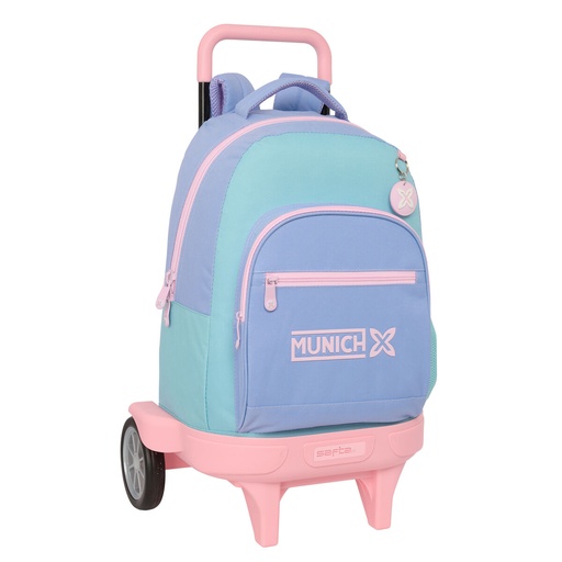 School Rucksack with Wheels Munich Mellow Blue Pink Sky blue 33 x 45 x 22 cm