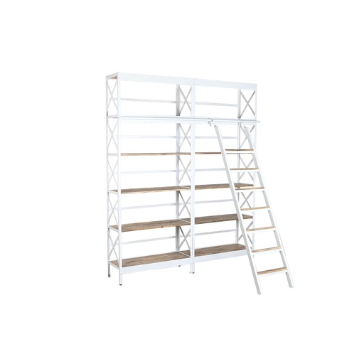 Estantería Home ESPRIT Blanco Natural Metal Madera de mango 180 x 35 x 220 cm