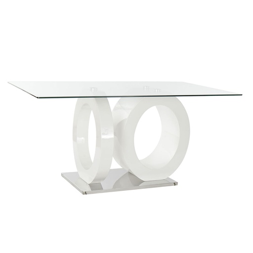 Dining Table DKD Home Decor Crystal Transparent White MDF Wood (160 x 90 x 75 cm)