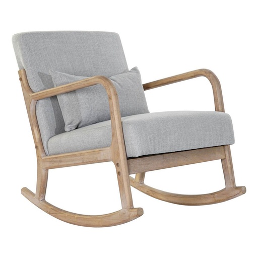 Mecedora DKD Home Decor Gris Natural Gris claro Lino Madera de caucho 66 x 88 x 78 cm