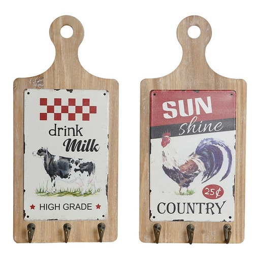 Perchero de Pie DKD Home Decor Rojo Madera Metal (2 pcs) (21 x 5 x 45 cm)