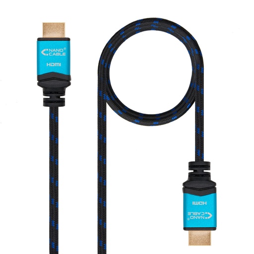 Cable HDMI NANOCABLE 10.15.3701 V2.0 Negro/Azul 1 m 4K Ultra HD