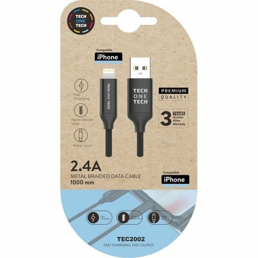 Cable Lightning Tech One Tech TEC2002 1 m Negro