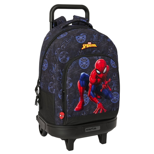 School Rucksack with Wheels Spider-Man Attack Black 33 x 45 x 22 cm