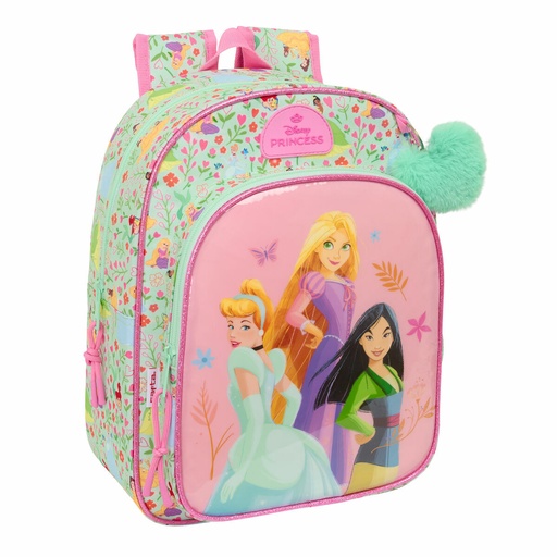 School Bag Disney Princess Bloom Pink Aquamarine 26 x 34 x 11 cm