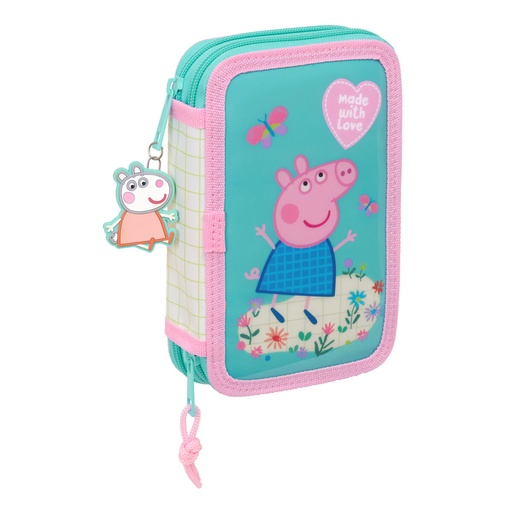 School Case with Accessories Peppa Pig Pretty flowers Yellow Mint 12.5 x 19.5 x 4 cm 29 Pieces