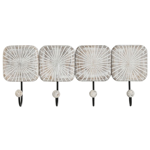 Perchero de Pared Home ESPRIT Blanco Negro Hierro Madera de mango Urbano 41 x 7 x 17 cm