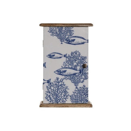Key cupboard Home ESPRIT Blue White Natural 18 x 7,5 x 28 cm