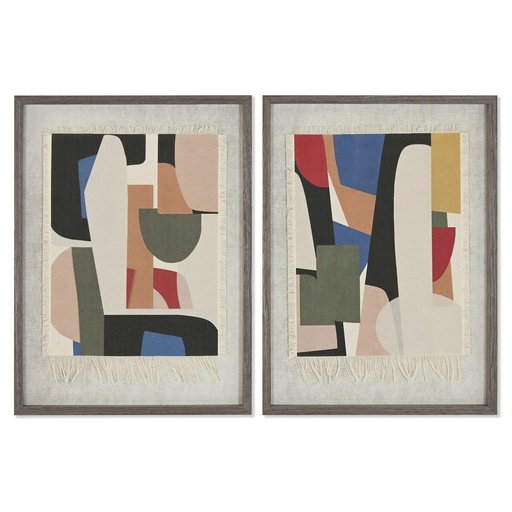 Cuadro Home ESPRIT Beige Abstracto Urbano 42,4 X 3 X 57 CM (2 Unidades)