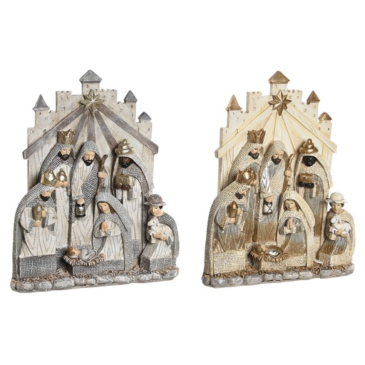 Christmas nativity set DKD Home Decor Grey Golden Resin 22 x 6 x 26 cm (2 Units)