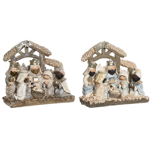 Christmas nativity set DKD Home Decor Blue White Brown Resin 20 x 7 x 17,5 cm (2 Units)
