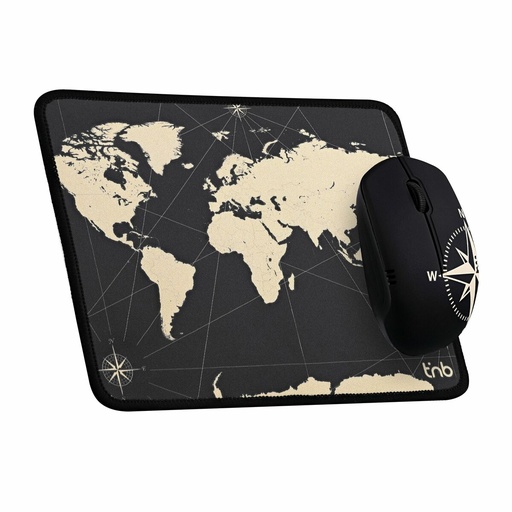 Ratón y Alfombrilla Gaming T'NB TNB TRAVEL Negro Mapamundi