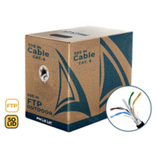 Cable de Red Rígido FTP Categoría 6 Phasak PHR 670 Negro 305 m