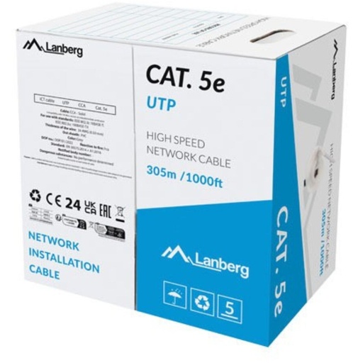 Cable de Red Rígido UTP Categoría 6 Lanberg LCU5-15CC-0305-S Gris 305 m