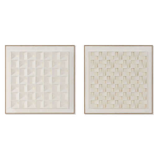 Cuadro Home ESPRIT Beige Geométrico Moderno 60 x 7 x 60 cm (2 Unidades)