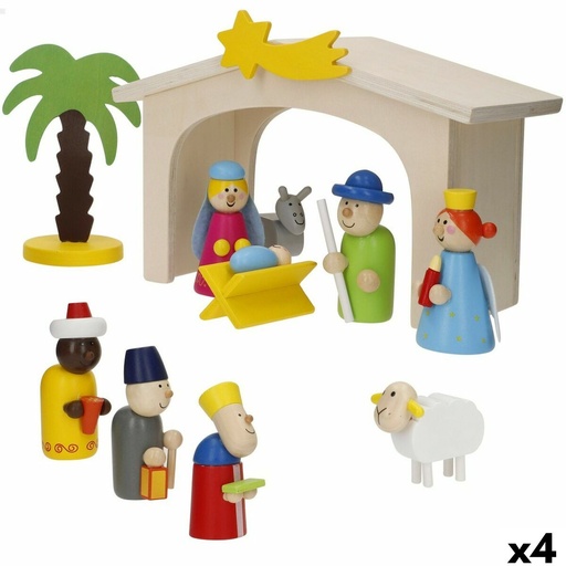 Christmas nativity set Woomax Wood plywood 23 x 16 x 11 cm (4 Units)