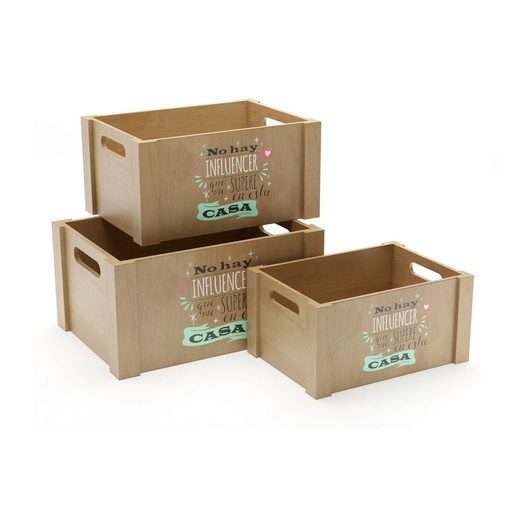 Set of decorative boxes Versa Wood (3 Pieces)
