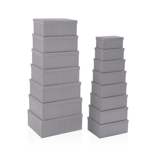 Juego de Cajas Decorativas Versa Gris Cartón (15 Piezas)