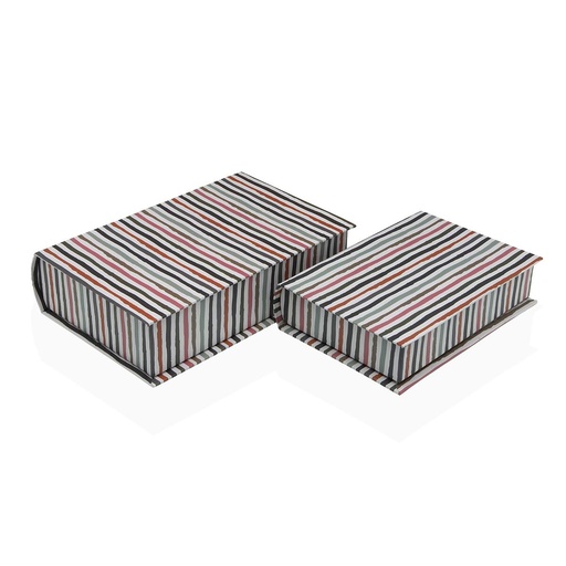 Caja Decorativa Versa Lienzo Madera MDF Libro